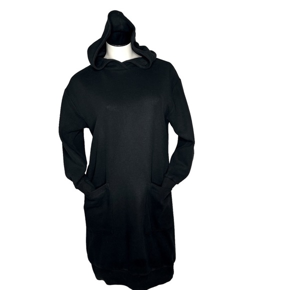 WHO WHAT WEAR Long Sleeve Black Longevity Hoodie Dress Women's Size XS - Picture 6 of 16